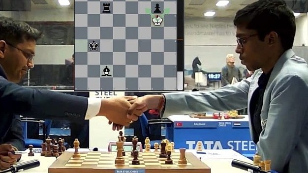 Screengrab : R Praggnanandhaa Tata Steel Chess. 