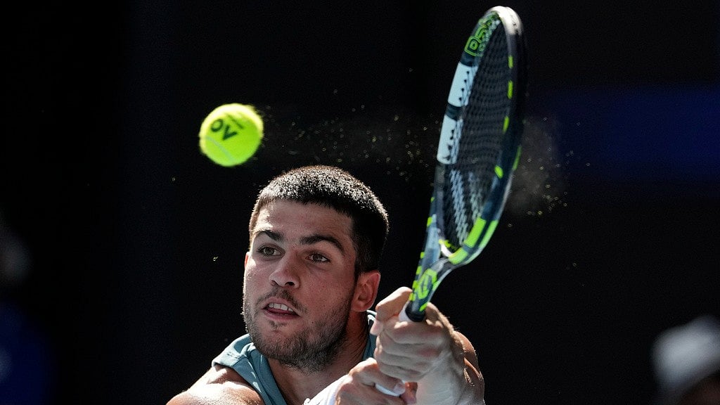 AP : Carlos Alcaraz in action at the Australian Open.
