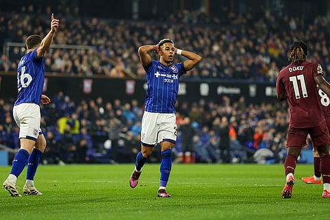 EPL 2024-25: Omari Hutchinson reacts after missing a chance