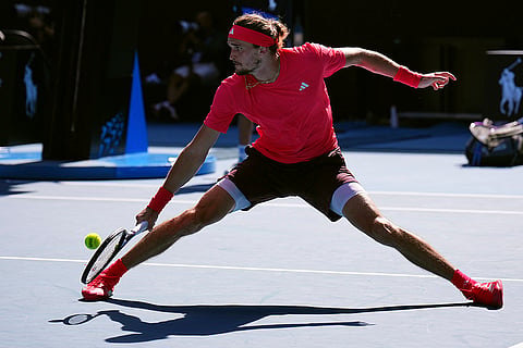 Australian Open 2025: Alexander Zverev plays a backhand return to Tommy Paul