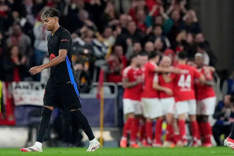 UEFA Champions League soccer SL Benfica and FC Barcelona - Lamine Yamal