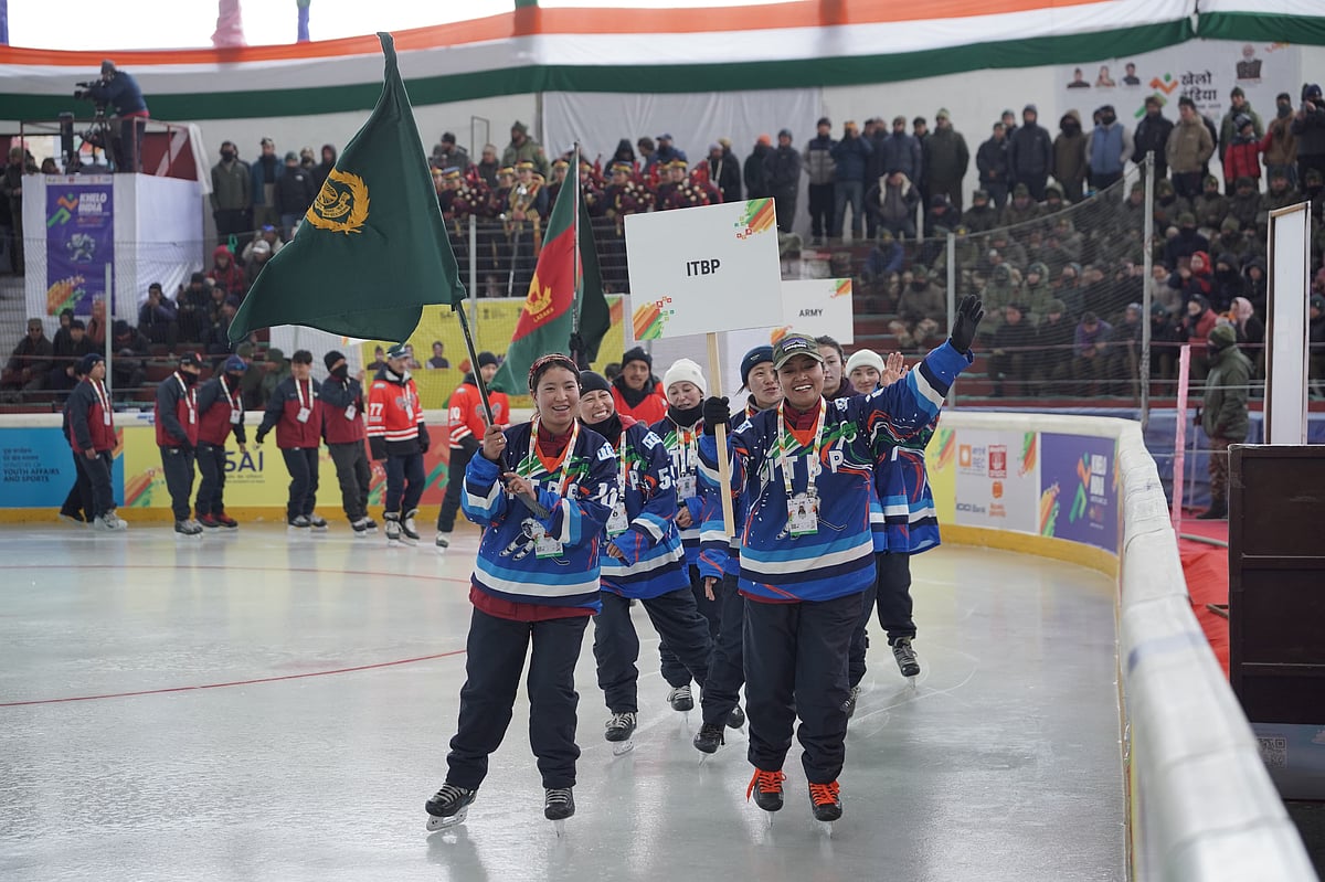 | Photo: Sports Authority of India (SAI) : Team ITBP at the Khelo India Winter Games