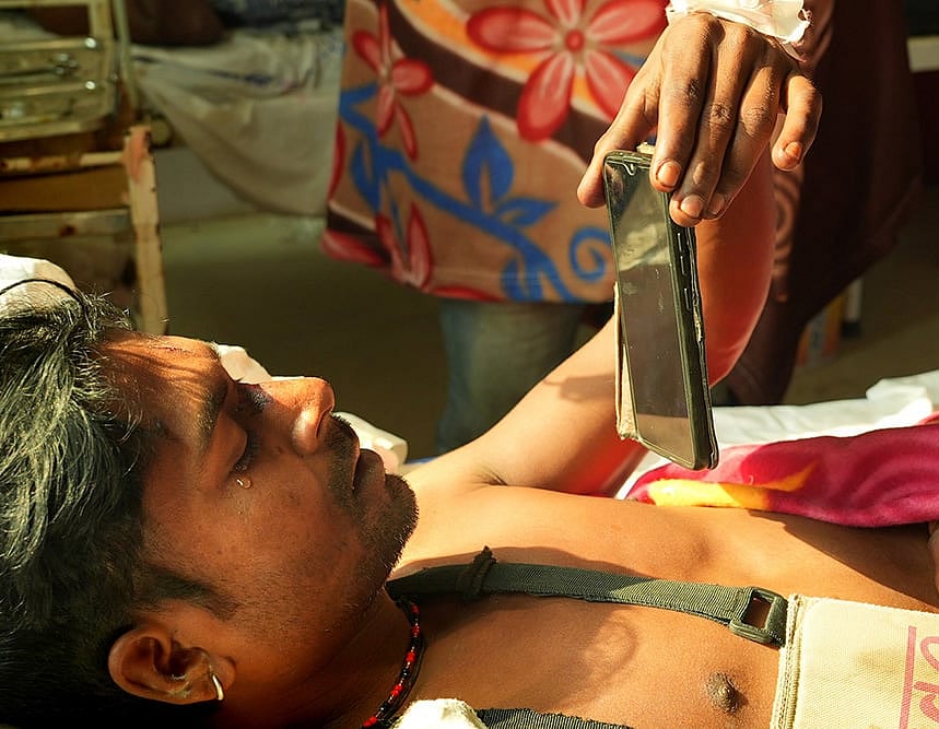 An injured man at a hospital