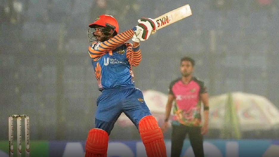 Instagram/Bangladesh Premier League : Mehidy Hasan Miraz bats during the Bangladesh Premier League match between Khulna Tigers and Sylhet Strikers.