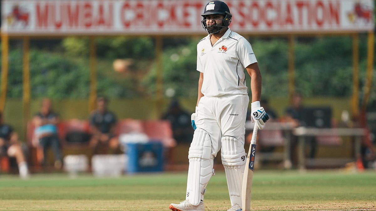 Rohit Sharma during the first day of the Ranji Trophy cricket match between Mumbai and Jammu and Kashmir, in Mumbai, Thursday. - PTI/Kunal Patil