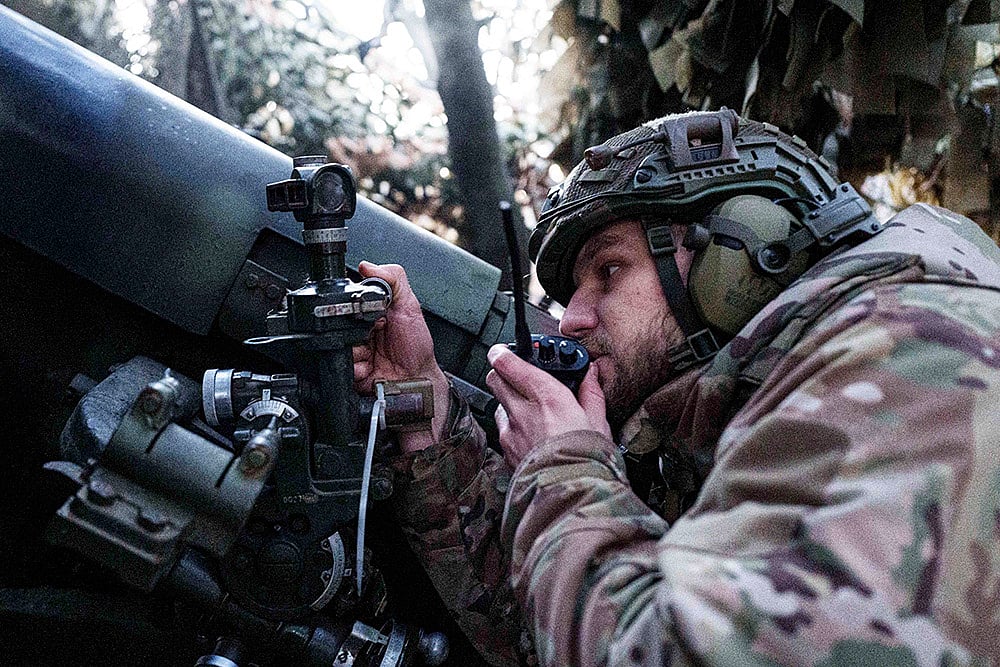 Russia Ukraine War - Ukrainian serviceman of 14th National Guard Chervona Kalyna brigade