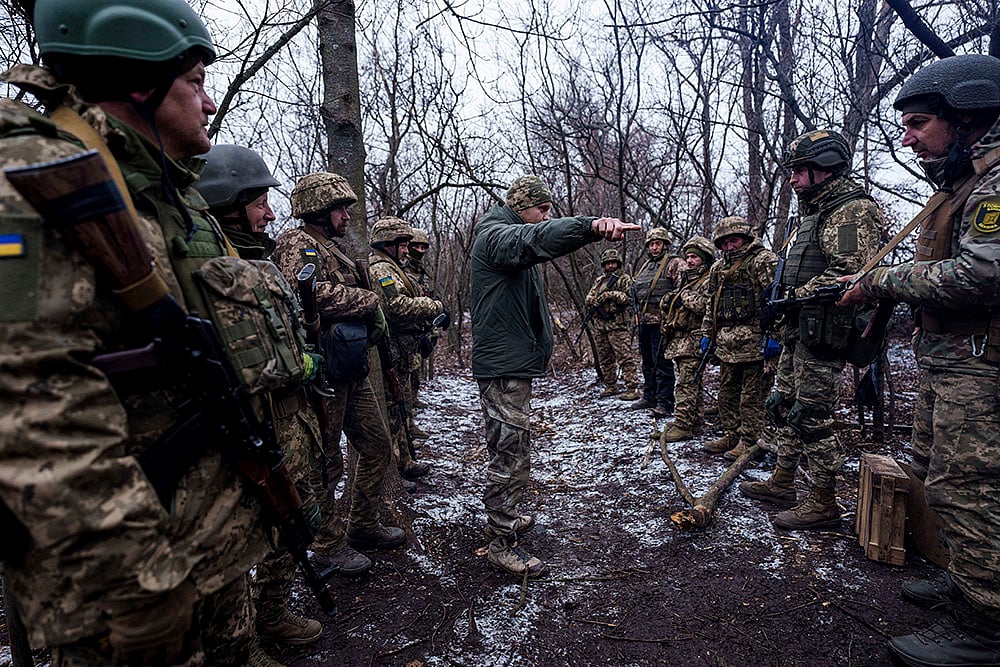 Russia Ukraine War - Ukrainian servicemen of 24th Mechanized brigade training
