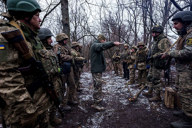 Russia Ukraine War - Ukrainian servicemen of 24th Mechanized brigade training