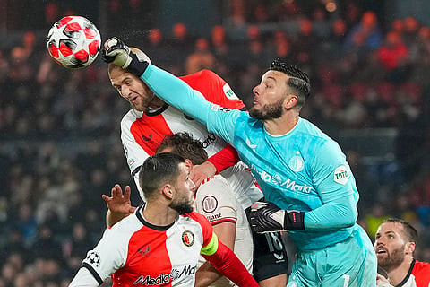 Champions League 2024-25: Feyenoord's goalkeeper Justin Bijlow makes a save