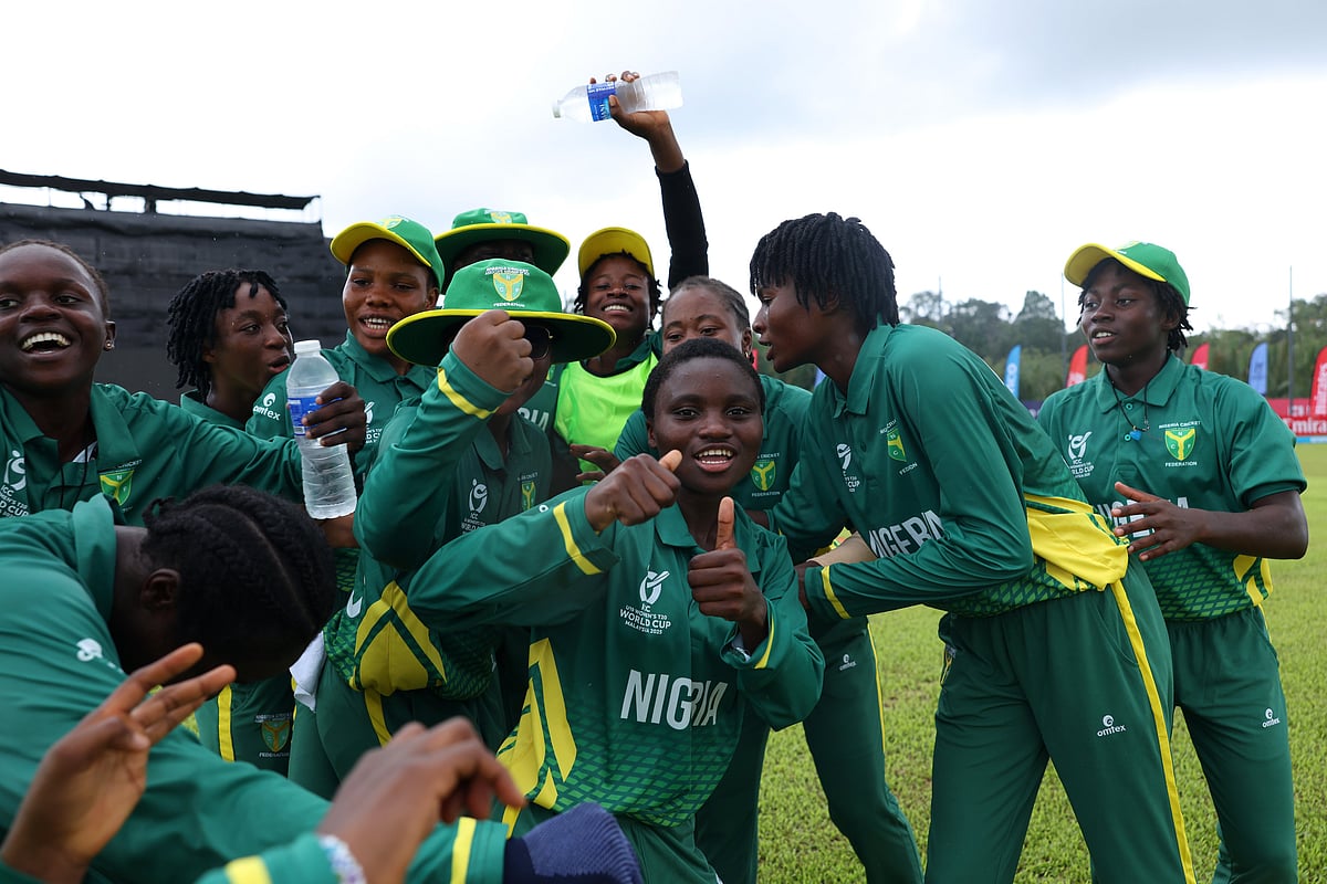 ICC : A jubilat Nigerian team celebrating their win.