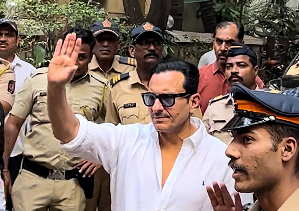 PTI : Bollywood actor Saif ali Khan at his own residence in Mumbai.