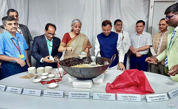 Nirmala Sitharaman at the finance ministrys Halwa Ceremony
