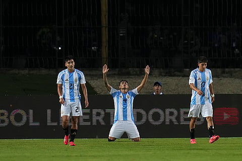 U-20 South American Championship: Argentina's Agustin Ruberto celebrates after scoring his side's fourth goal