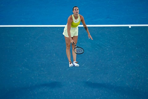 AUS Open Women's Singles Final: Aryna Sabalenka plays a forehand to Madison Keys