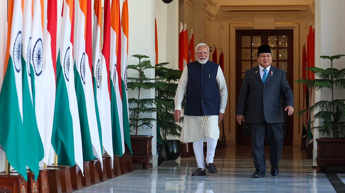 PM Narendra Modi with Indonesian President Prabowo Subianto on Saturday