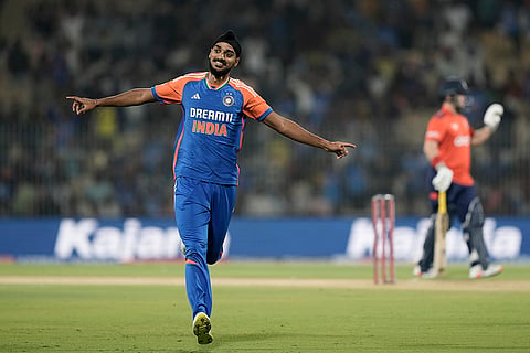 IND vs ENG 2nd T20: India's Arshdeep Singh celebrates the dismissal of England's Phil Salt 