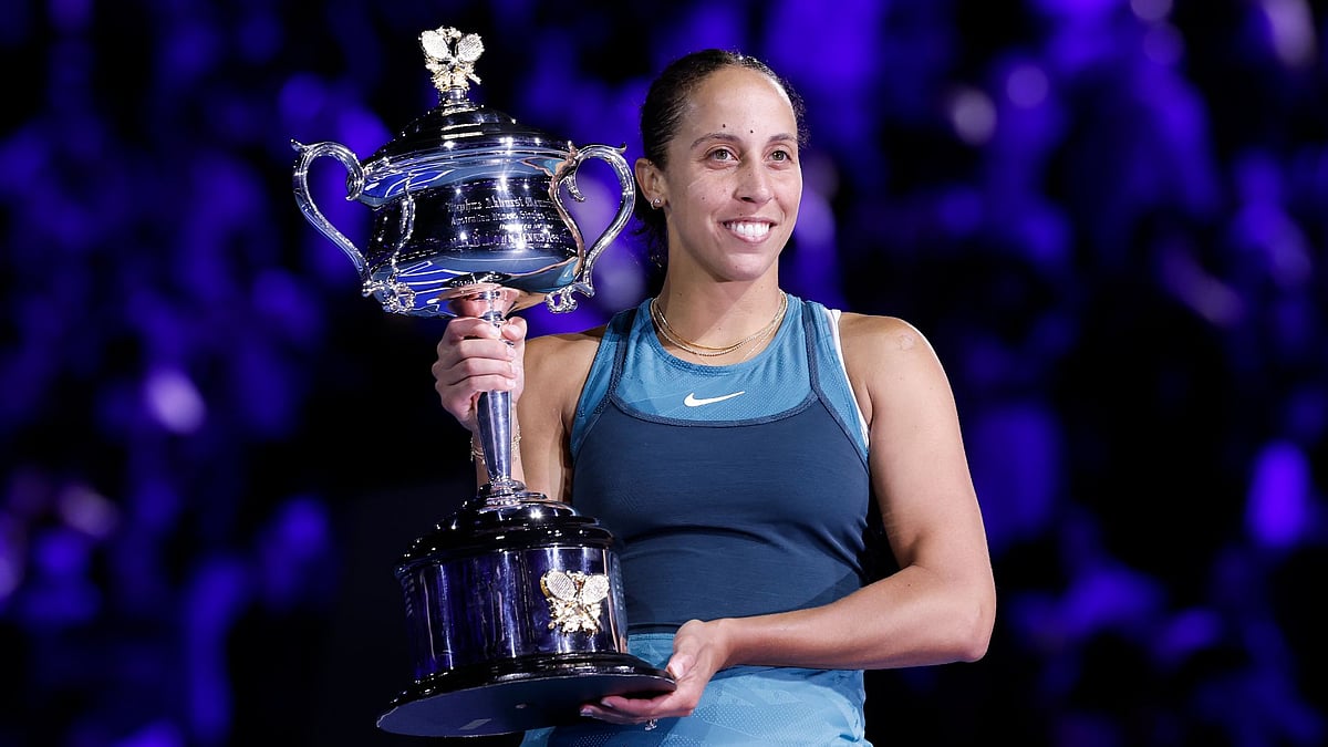 Madison Keys celebrates her maiden grand slam triumph
