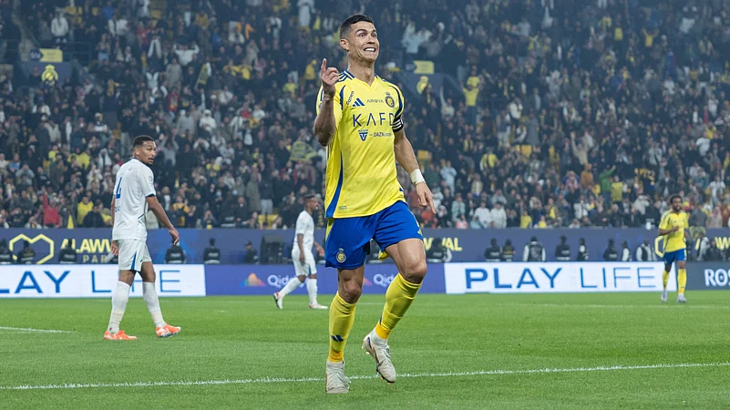 Cristiano Ronaldo celebrates his goal against Al-Fateh