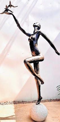Wishing on a Bird-  a bronze sculpture by Dimpy Menon