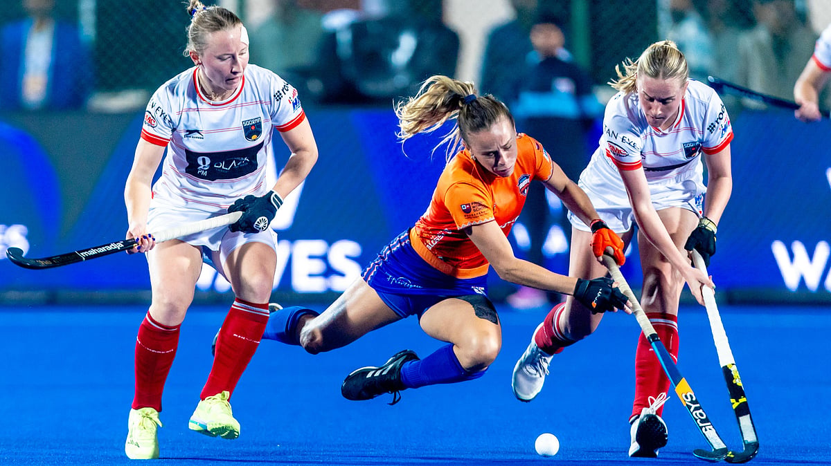 Photo: Hockey India : Action from the Women's Hockey India League final between Odisha Warriors and Soorma Hockey Club.