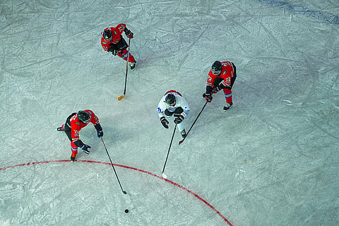 Ice hockey event underway at the Khelo India Winter Games.