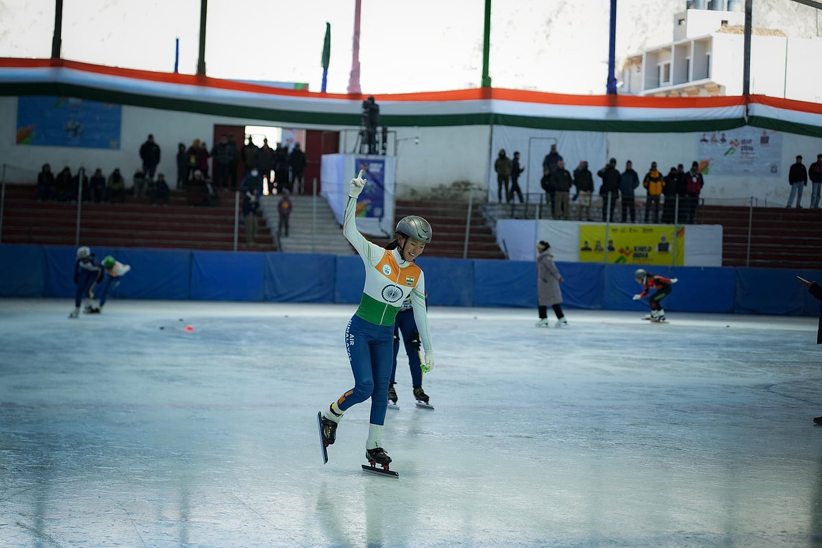 Ice skating event underway in Leh.