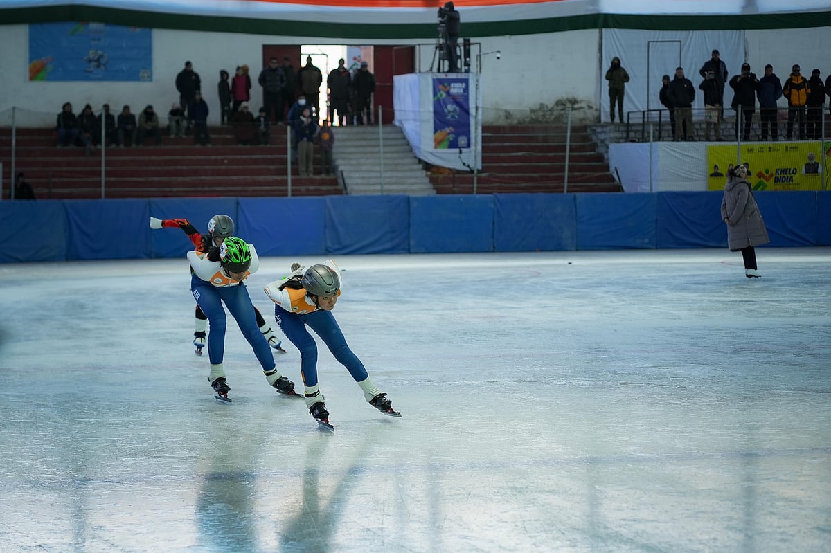 Ice skating event underway in Leh.