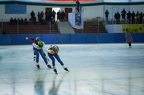 Ice skating event underway in Leh.