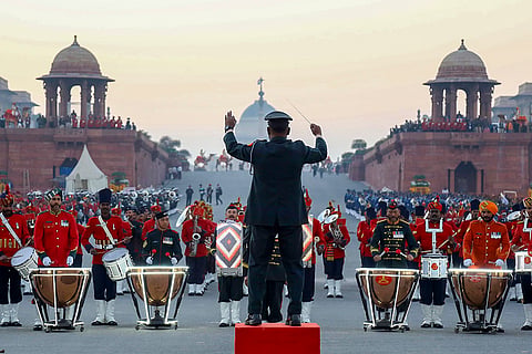 Tri-Services bands perform during the full dress rehearsal