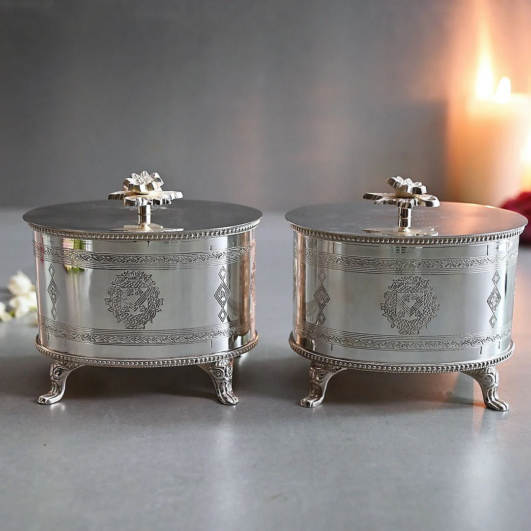 Silver Round Ornamental Box