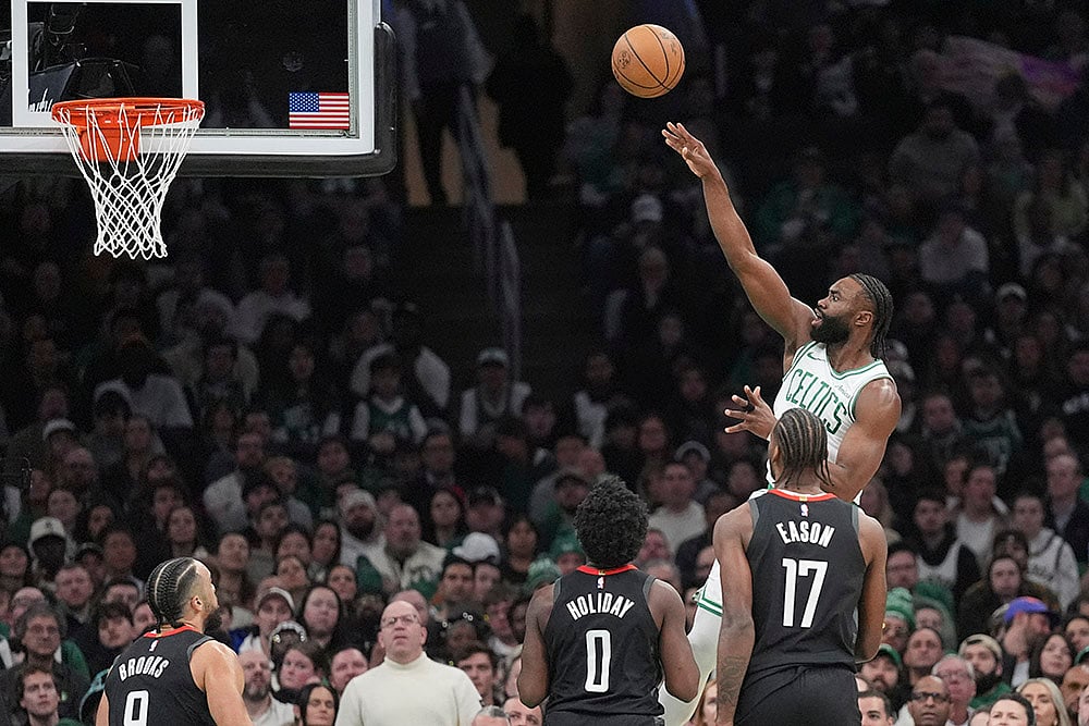 NBA basketball Houston Rockets vs Boston Celtics game: Jaylen Brown