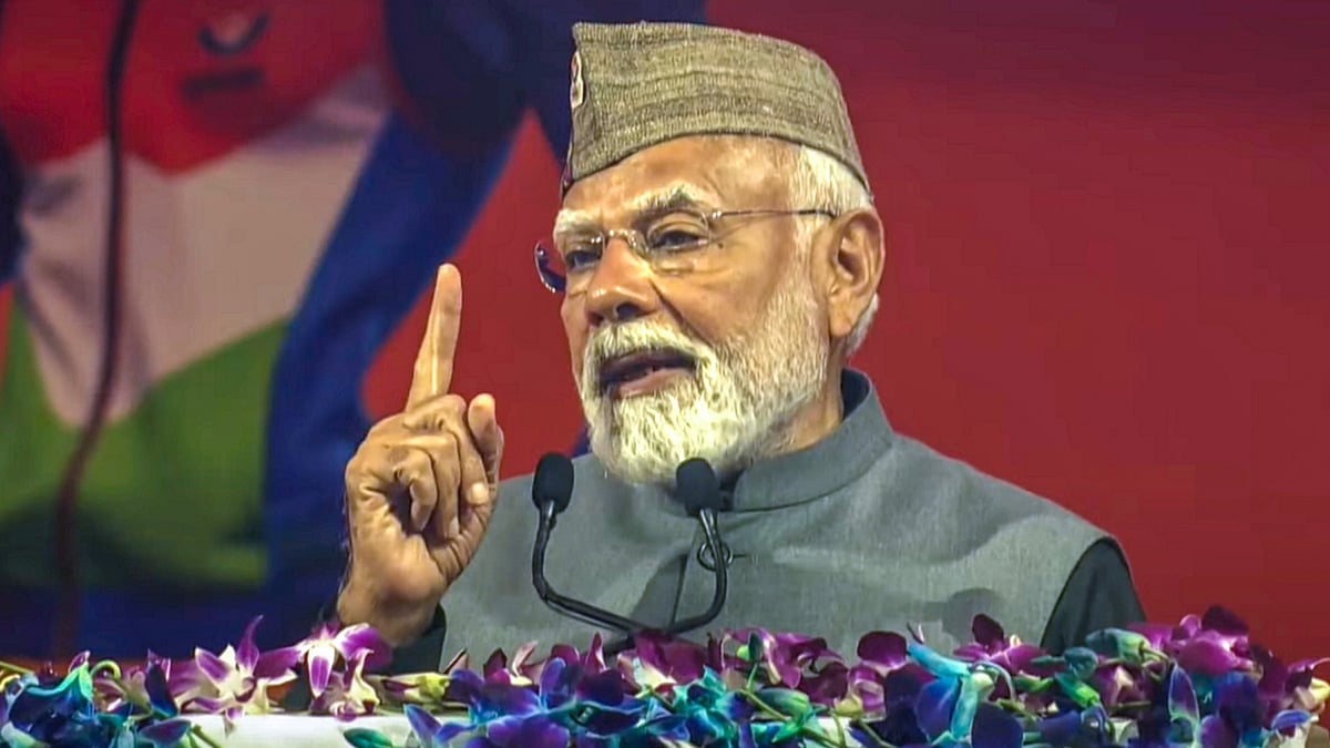PTI : In this screenshot from @NarendraModi via Youtube on Jan. 28, 2025, Prime Minister Narendra Modi addresses a gathering during the opening ceremony of 38th National Games in Dehradun, Uttarakhand.