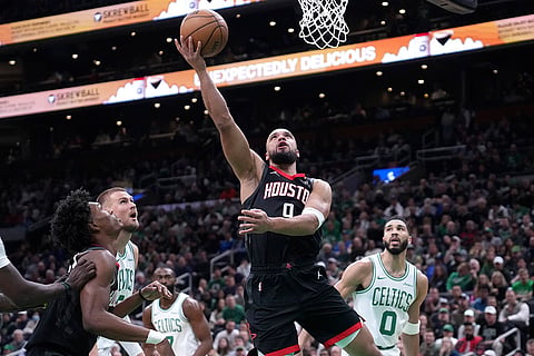 NBA 2024-25: Rockets forward Dillon Brooks drives to the basket