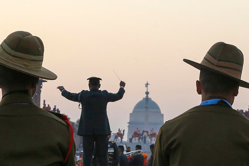 Beating Retreat ceremony rehearsal in New Delhi Photo_Tri-Services