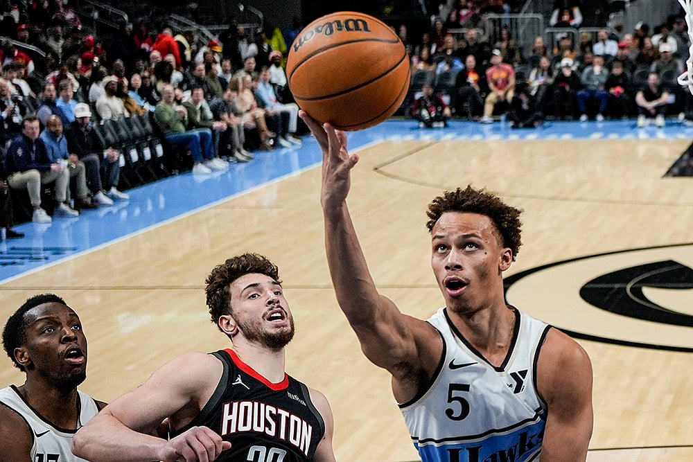 NBA basketball Houston Rockets vs Atlanta Hawks game pics: Dyson Daniels