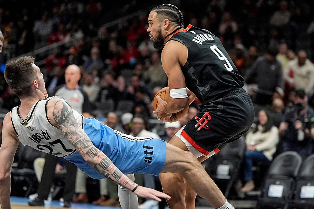 NBA basketball Houston Rockets vs Atlanta Hawks game pics: Dillon Brooks 