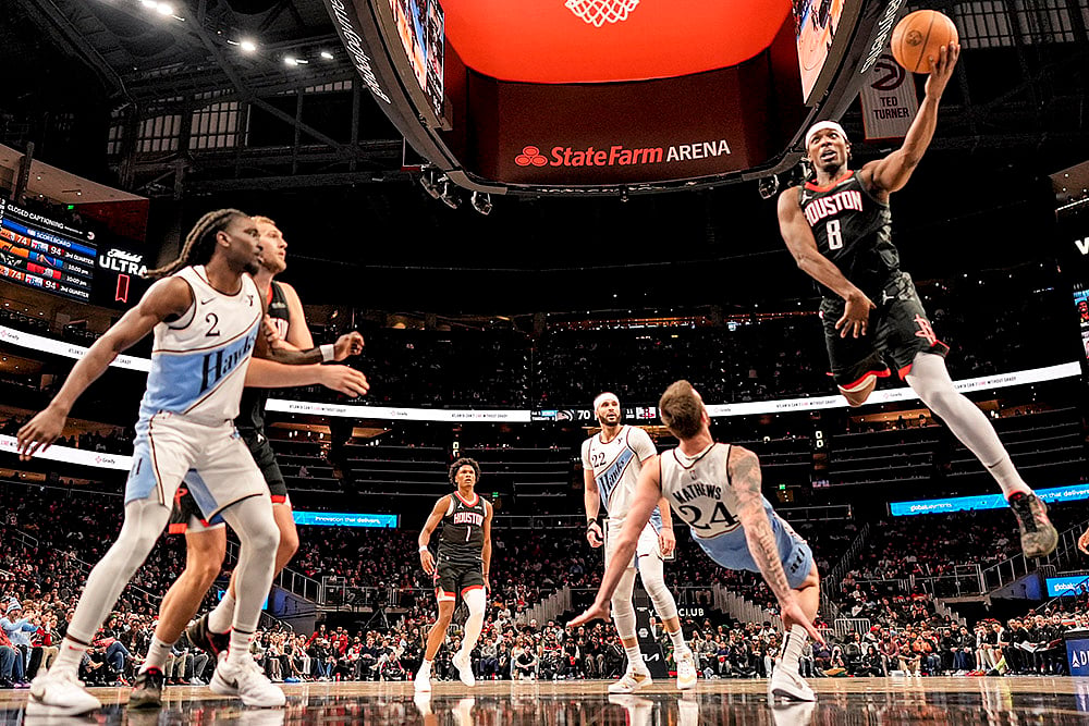 NBA basketball Houston Rockets vs Atlanta Hawks game pics: JaeSean Tate