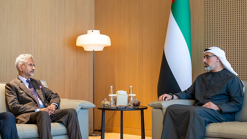 EAM S Jaishankar with Crown Prince of Abu Dhabi Sheikh Khaled bin Mohamed bin Zayed Al Nahyan.