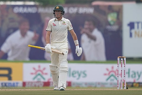 SL vs AUS 1st Test Day 1: Marnus Labuschagne leaves the ground after losing his wicket