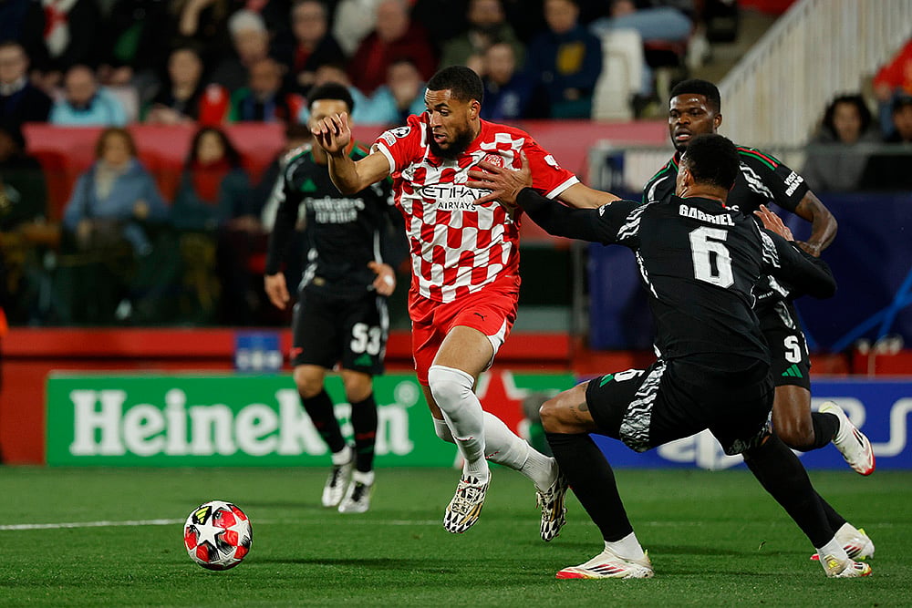 UEFA Champions League soccer Girona Vs Arsenal match photo: Arnaut Danjuma