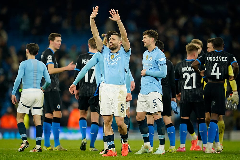 | Photo: AP/Dave Thompson : Champions League 2024-25: Manchester City's Mateo Kovacic celebrates after the match