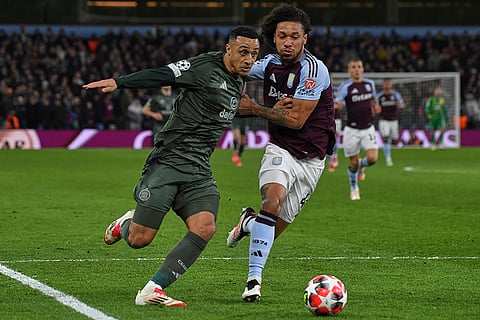 Champions League 2024-25: Aston Villa's Boubacar Kamara holds Celtic's Adam Idah 