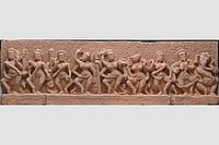 | Photo: Wikimedia Commons : Figurines of Female Deities: 
A 9th century red sandstone sculpture in Madhya Pradesh
