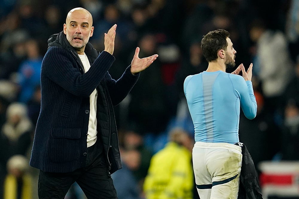 UEFA Champions League soccer Manchester City Vs Club Brugge match photo: Pep Guardiola