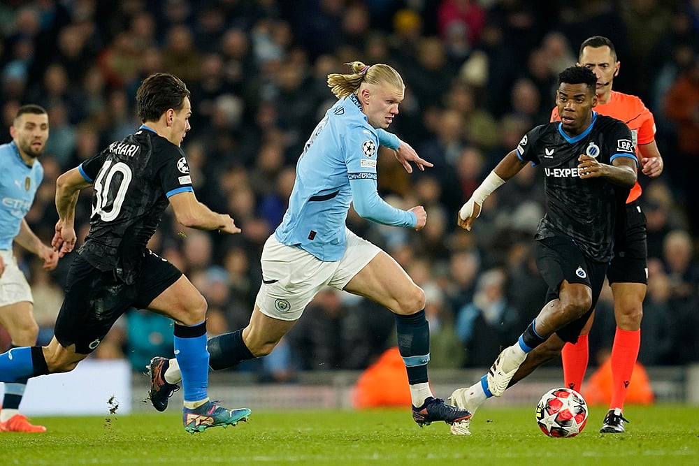 UEFA Champions League soccer Manchester City Vs Club Brugge match photo: Erling Haaland