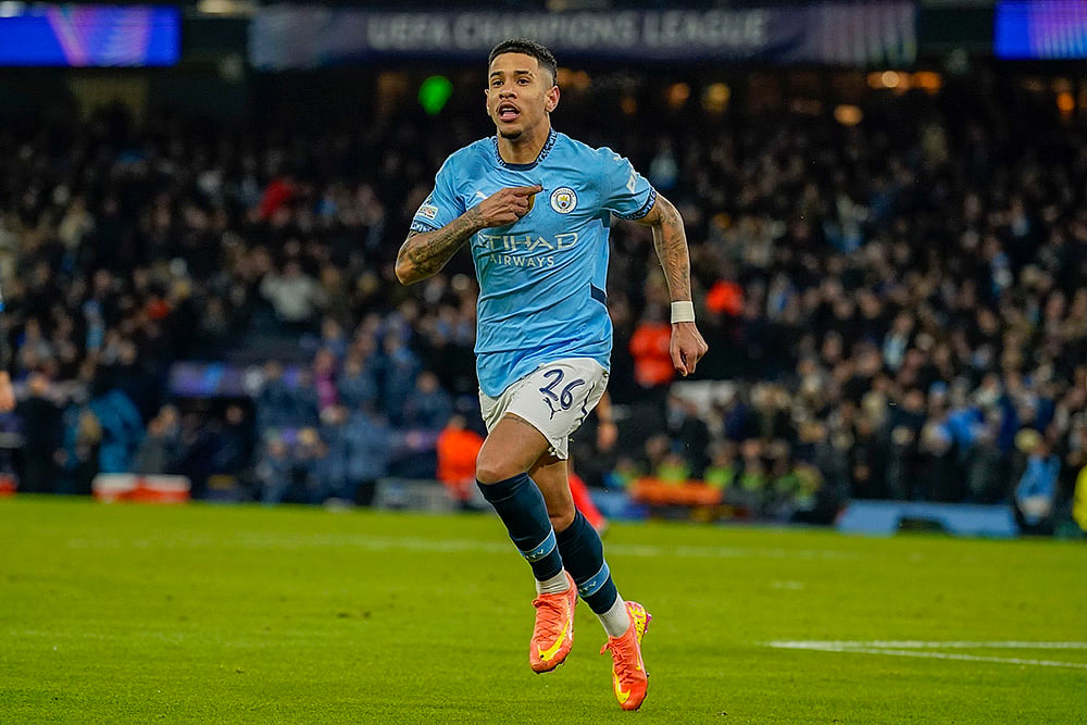 UEFA Champions League soccer Manchester City Vs Club Brugge match photo: Savinho 