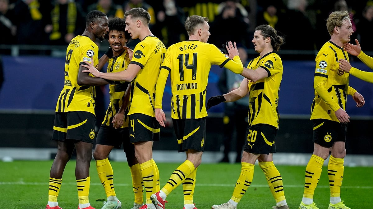 Borussia Dortmund celebrate during Champions League win