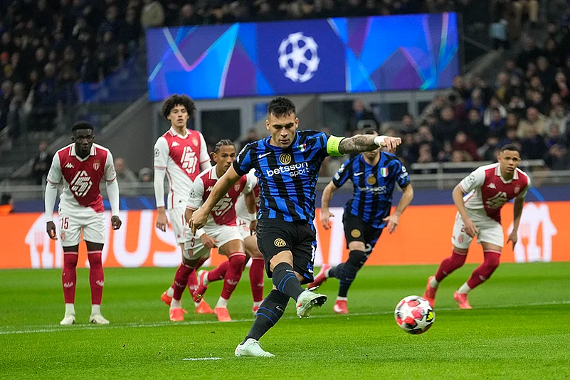 UEFA Champions League UCL soccer Inter Milan vs Monaco match photo: Lautaro Martinez
