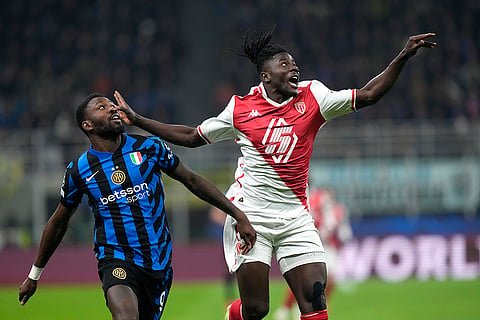 Champions League 2024-25: Inter Milan's Marcus Thuram and Monaco's Mohammed Salisu vie for the ball