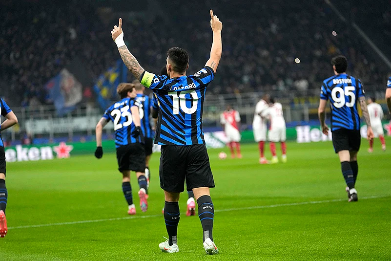 UEFA Champions League UCL soccer Inter Milan vs Monaco match photo: Lautaro Martinez
